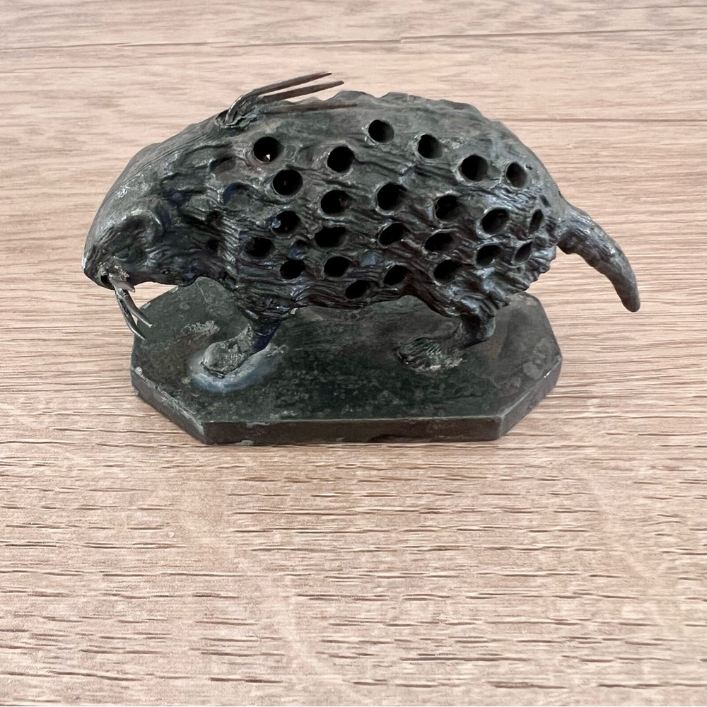 Victorian Era Silver Porcupine Hat‎ Pin Or Toothpick Holder - Meriden B  & Co.